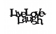 Kulcstartó Live Love Laugh 6 akasztós fekete színű, 25x11x2,5 cm