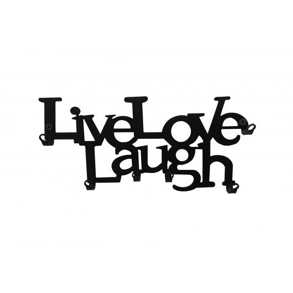 Kulcstartó Live Love Laugh 6 akasztós fekete színű, 25x11x2,5 cm 1