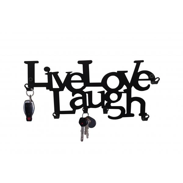 Kulcstartó Live Love Laugh 6 akasztós fekete színű, 25x11x2,5 cm 2