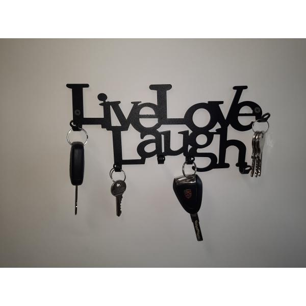 Kulcstartó Live Love Laugh 6 akasztós fekete színű, 25x11x2,5 cm 3