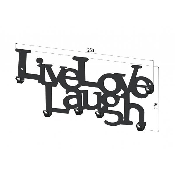 Kulcstartó Live Love Laugh 6 akasztós fekete színű, 25x11x2,5 cm 4