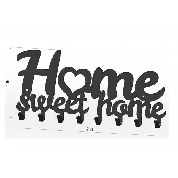 Home sweet home fém kulcstartó fekete színben 6
