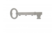 Kulcs formájú kulcstartó fehér színben 3 akasztóval