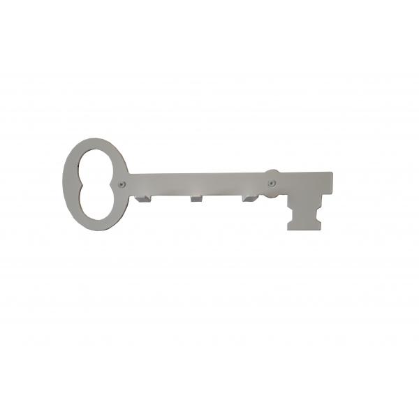 Kulcs formájú kulcstartó fehér színben 3 akasztóval 1