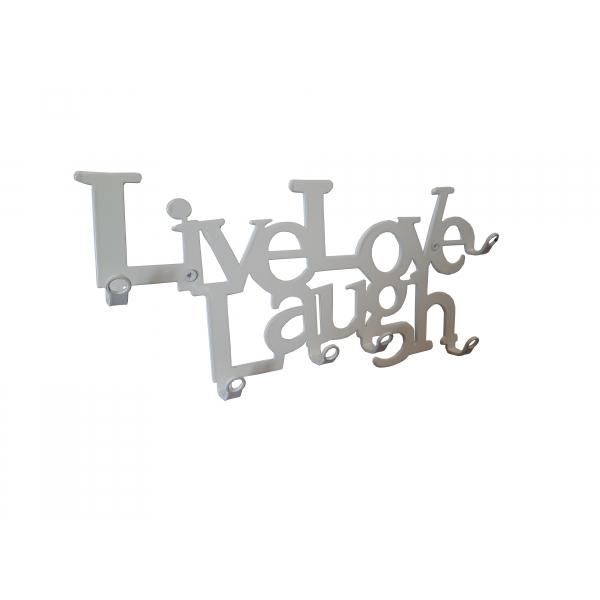 Kulcstartó Live Love Laugh 6 akasztós fehér színű, 25x11x2,5 cm 2