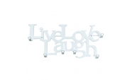 Kulcstartó Live Love Laugh 6 akasztós fehér színű, 25x11x2,5 cm 4