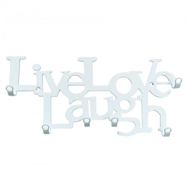 Kulcstartó Live Love Laugh 6 akasztós fehér színű, 25x11x2,5 cm 4