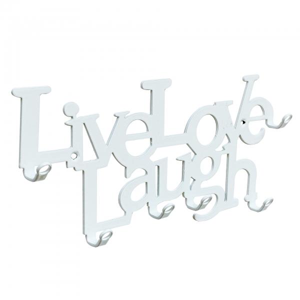 Kulcstartó Live Love Laugh 6 akasztós fehér színű, 25x11x2,5 cm 5