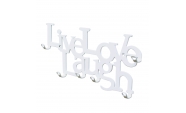 Kulcstartó Live Love Laugh 6 akasztós fehér színű, 25x11x2,5 cm 6