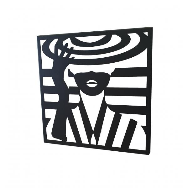 Kalapos hölgy sziluettje 49x49 cm, art dekor, Fekete 2