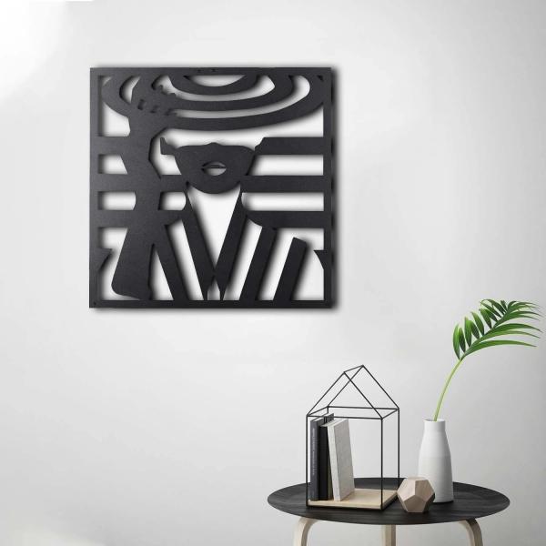 Kalapos hölgy sziluettje 49x49 cm, art dekor, Fekete 4