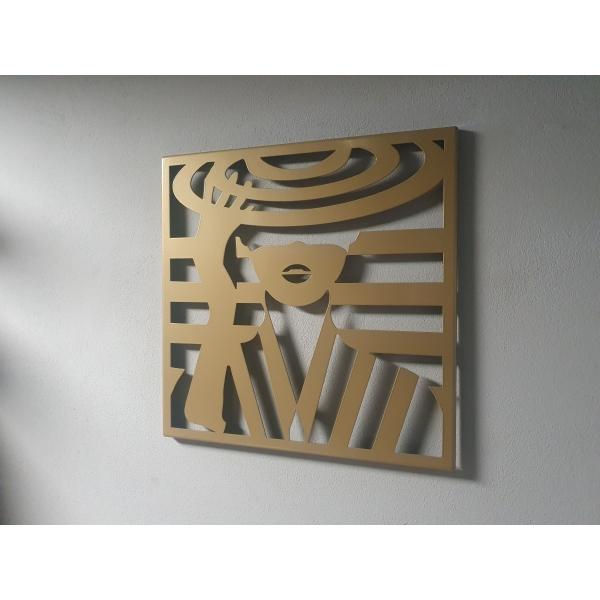 Kalapos hölgy sziluettje 49x49 cm, art dekor, Arany 3