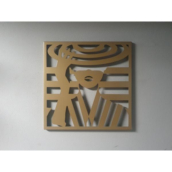 Kalapos hölgy sziluettje 49x49 cm, art dekor, Arany 4
