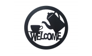 Fém fali dekoráció Welcome coffee 50x50, fekete