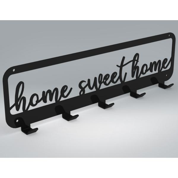 Home Sweet Home fém fogas 5 akasztóval fekete színben 3