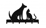 Kutya és Macska kulcstartó fekete színben 6 akasztóval