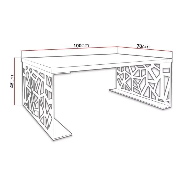 Beltéri Kávézó asztal 100x70x45 cm, prémium NATUR mintázatú MDF-ből, fekete szinű acél lábakkal 6