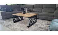 Beltéri Kávézó asztal 100x70x45 cm, prémium NATUR mintázatú MDF-ből, fekete szinű acél lábakkal 4