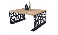 Beltéri Kávézó asztal 100x70x45 cm, prémium NATUR mintázatú MDF-ből, fekete szinű acél lábakkal