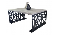 Beltéri Kávézó asztal 100x70x45 cm, prémium MÁRVÁNY mintázatú MDF-ből, fekete színű acél lábakkal 5