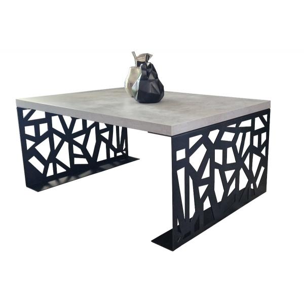 Beltéri Kávézó asztal 100x70x45 cm, prémium MÁRVÁNY mintázatú MDF-ből, fekete színű acél lábakkal 5