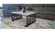 Beltéri Kávézó asztal 100x70x45 cm, prémium MÁRVÁNY mintázatú MDF-ből, fekete színű acél lábakkal 3