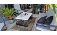 Beltéri Kávézó asztal 100x70x45 cm, prémium FEHÉR színűMDF-ből, fekete színű acél lábakkal 1
