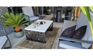 Beltéri Kávézó asztal 100x70x45 cm, prémium FEHÉR színű MDF-ből, fekete színű acél lábakkal 1