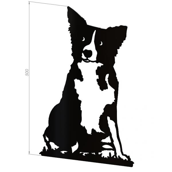Fali dekoráció Kutya, Border Collie, 50 cm, acél, fekete 3
