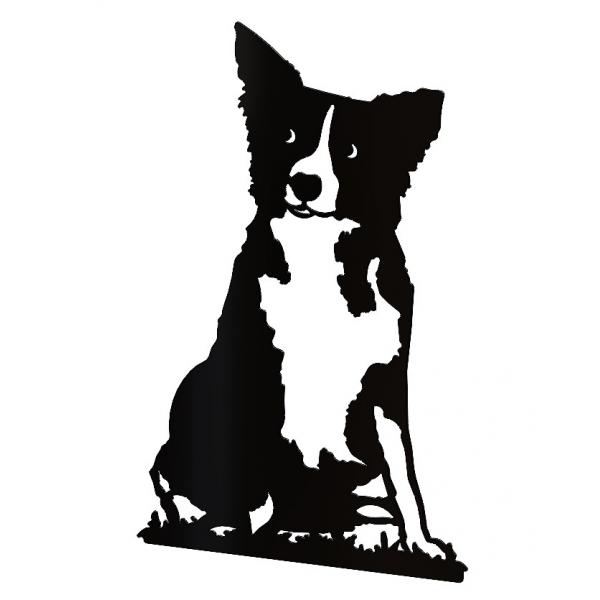 Fali dekoráció Kutya, Border Collie, 50 cm, acél, fekete 1