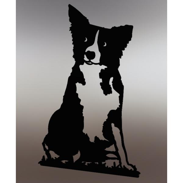 Fali dekoráció Kutya, Border Collie, 50 cm, acél, fekete 2