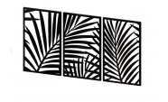 Fali dekoráció, Pálmafa levél 3 darabos szett, fekete, 1500x800 mm, vastagság 2 mm fém
