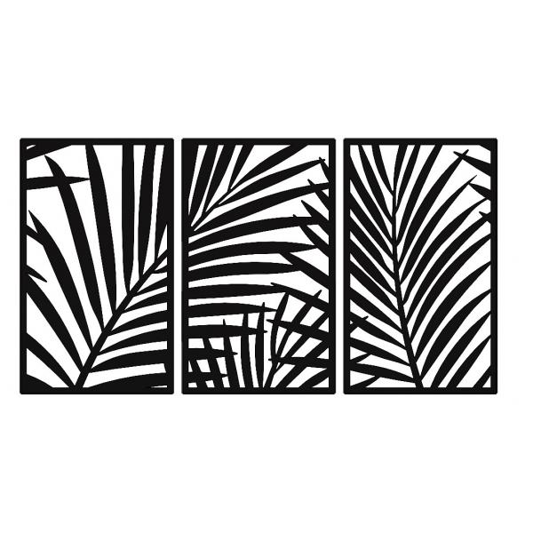 Fali dekoráció, Pálmafa levél 3 darabos szett, fekete, 1500x800 mm, vastagság 2 mm fém 2