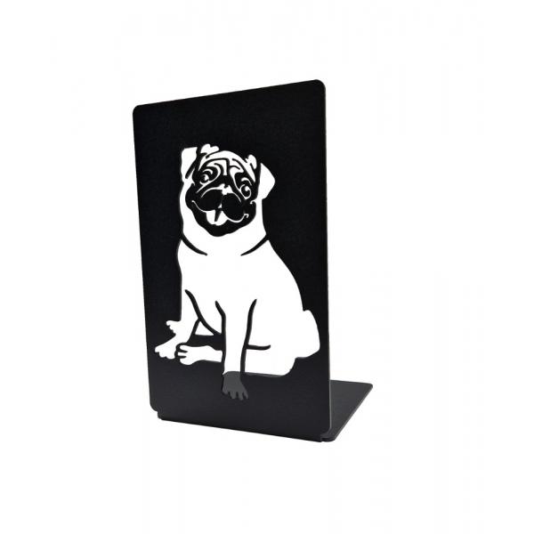 Mops kutya mintázatú könyvtámasz, 180x110 mm, fém, matt fekete 3