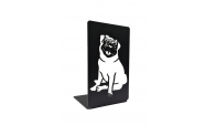 Mops kutya mintázatú könyvtámasz, 180x110 mm, fém, matt fekete 2
