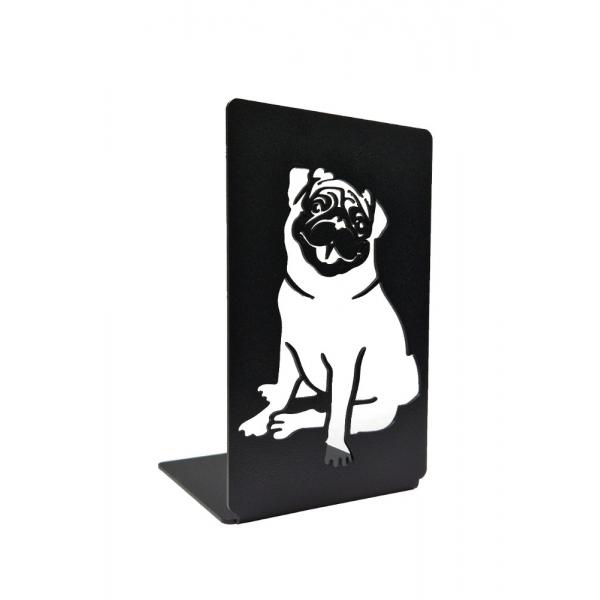 Mops kutya mintázatú könyvtámasz, 180x110 mm, fém, matt fekete 3