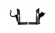 Macska könyvtámasz két darabos, 180x110 mm, fém, matt fekete