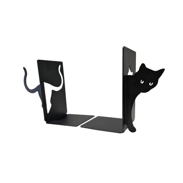Macska könyvtámasz két darabos, 180x110 mm, fém, matt fekete 2