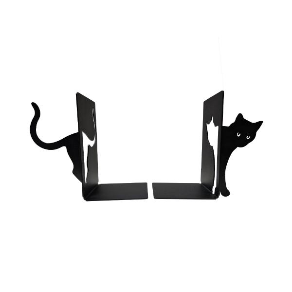 Macska könyvtámasz két darabos, 180x110 mm, fém, matt fekete 1