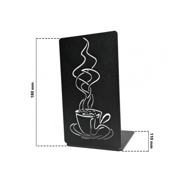 Kávé könyvtámasz, 180x110 mm, fém, matt fekete 6