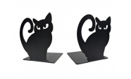 Macskák könyvtámasz két darabos,  model 3, 135x110 mm, fém, matt fekete