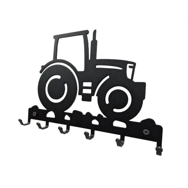 Traktor kulcstartó 6 akasztóval, fekete színben 3