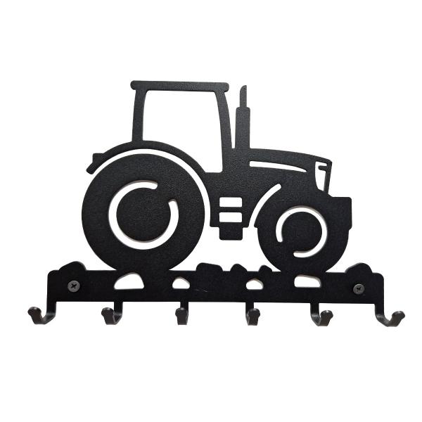 Traktor kulcstartó 6 akasztóval, fekete színben 1