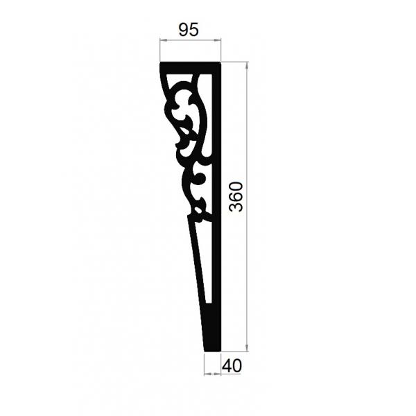 Kávézó asztalláb 4 darabos készlet, 36 CM magas, model 1, fekete színben 3