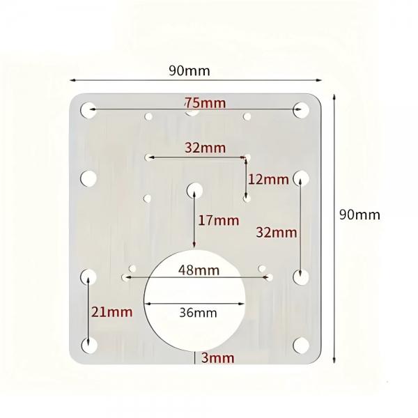 Zsanér javító lemez, rozsdamentes acélból ,10 darabos készlet, Ø36 mm, 90x90x1 mm 5