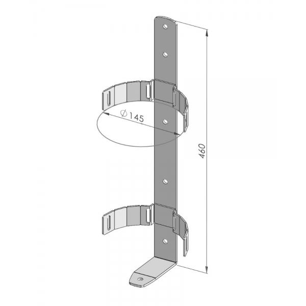 Tűzoltó készülék tartó konzol P6, P9, SM6 típusú készülékhez, hevederes 3
