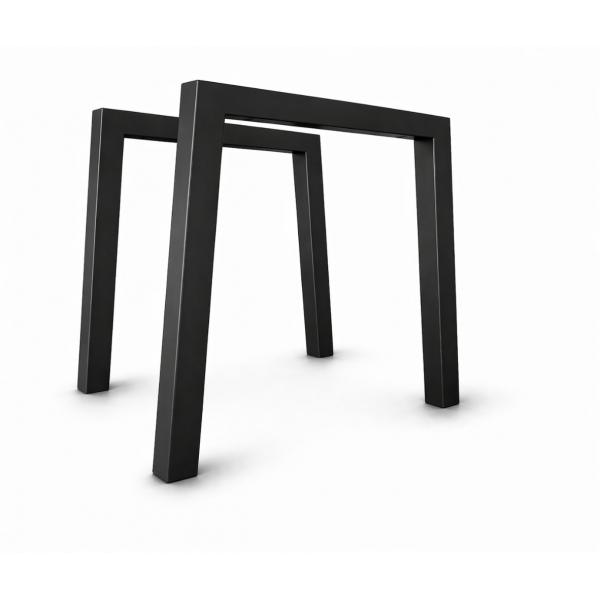 Két darabos trapéz alakú asztalláb szett, 60x60 mm-es profil, elektrosztatikus porfestéssel, fekete fém, 72x75x6 cm 1