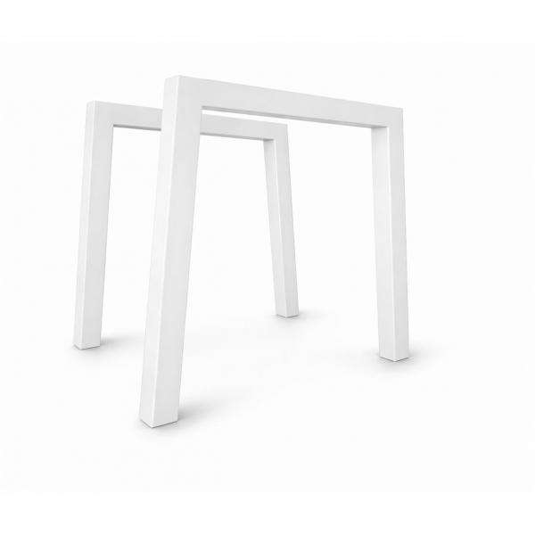 Két darabos trapéz alakú asztalláb szett, 60x60 mm-es profil, elektrosztatikus porfestéssel, fehér fém, 72x75x6 cm 1