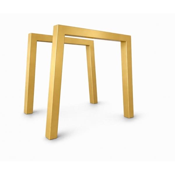 Két darabos trapéz alakú asztalláb szett, 60x60 mm-es profil, elektrosztatikus porfestéssel, arany fém, 72x75x6 cm 1