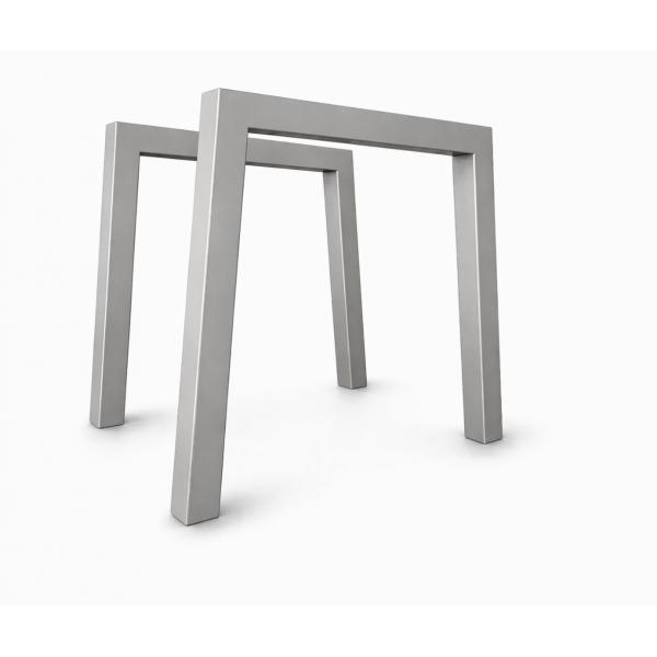 Két darabos trapéz alakú asztalláb szett, 60x60 mm-es profil, elektrosztatikus porfestéssel, ezüst fém, 72x75x6 cm 1